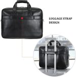 Compalo Men's Solid Thick Full Grain Leather 17.3" Laptop Briefcase Classic Messenger Bag Fit Business Travel - Image 7